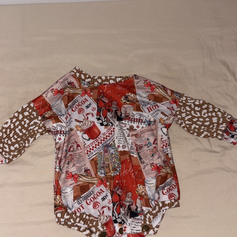 Cozy Kids Long Sleeve Tee with Red and Brown Print